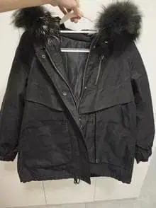 퍼 포함 블랙 모즈 코트