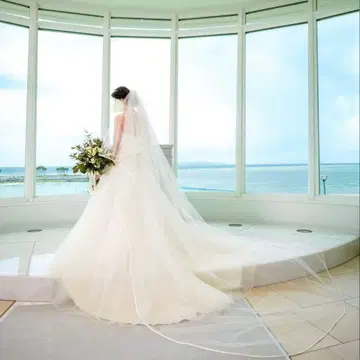 롱 웨딩 베일 화이트