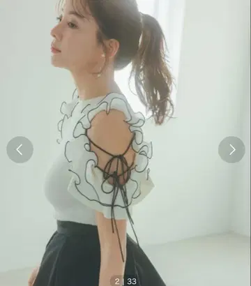 SNIDEL 플리츠 프릴 니트 풀오버 슬리브리스