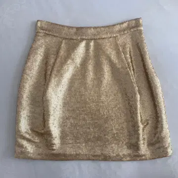 AULA AILA 골드 스팽글 미니 스커트