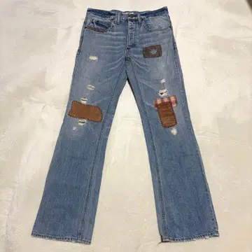 y112320 BONDS & PEACE 데님 청바지 패치워크 데미지