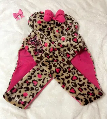 거의 미사용 디즈니 레오파드 무늬 머플러 미니