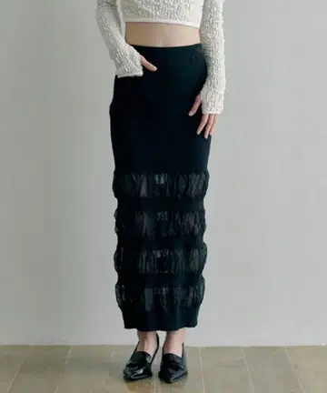 SORIN Sheer & Rib Mix Long Skirt