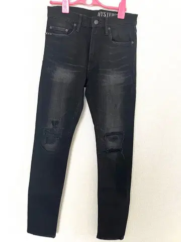 HYSTERIC GLAMOUR 스트레치 데미지 데님 블랙 30인치