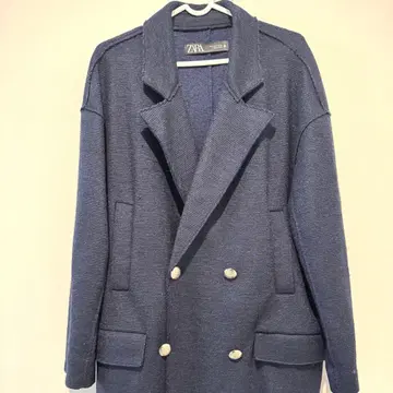 [ 새상품 ] ZARA 다크 블루 더블 브레스트 코트 S 사이즈 택 포함