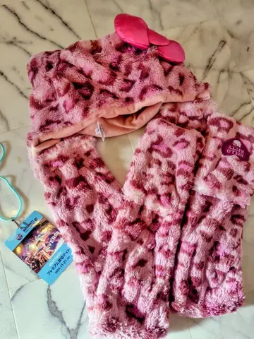 머플러 햇 키티 유니버셜 USJ 레오파드 무늬 핑크 모자 새상품급