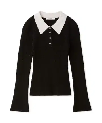 SNIDEL 폴로 칼라 리브 니트 풀오버 블랙