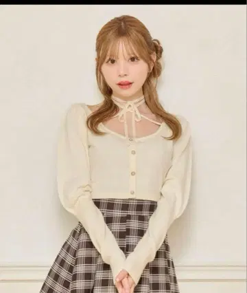 [ 끈 탈부착 가능 ] 퍼프 슬리브 숏 니트