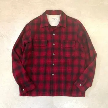 새상품급 60S WEATHERWISE 옴브레 섀도우 체크 울 셔츠