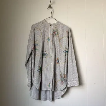 LOVERS BIRTHDAY 자수 롱 기장 셔츠 여성용 여성복