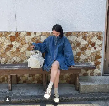 데님 스탠드 블루종 블루