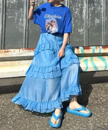 Alley tokyo 풍성한 프릴 캉캉 스커트 파랑