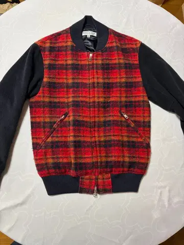 체크 무늬 점퍼 블루종