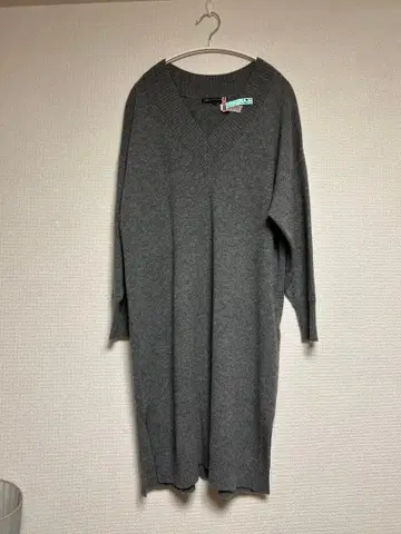 새상품급 23구 그레이 V넥 니트 원피스 긴팔 XL