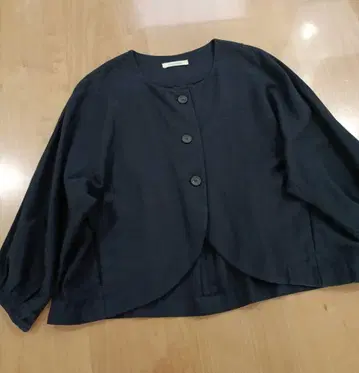 blue willow 네이비 세탁 가능한 노카라 자켓 루즈핏 내추럴