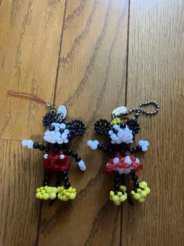 미키 미니 비즈 키링 2개 세트