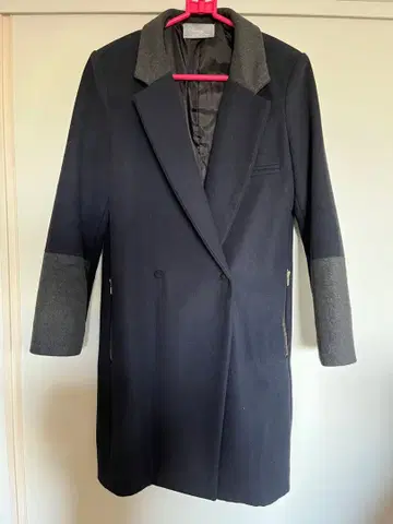 네이비 더블 브레스트 체스터 코트