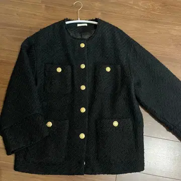 라운지 드레스 트위드 자켓 블랙