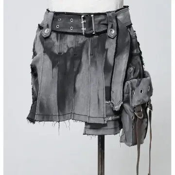 REFLEM 아지메 플리츠 카고 데님 스커트