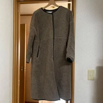 abahouse mavie 보아 롱 코트 그레이지