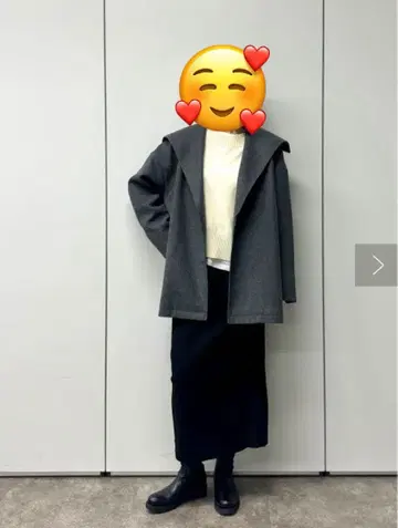 미사용 Jena 후드 부착 그레이 코트