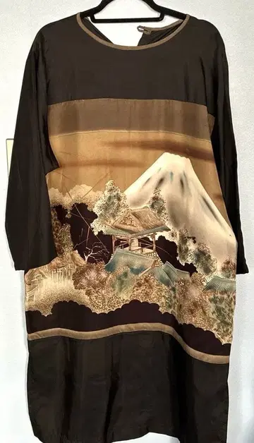 빈티지 원단 기모노 리메이크 원피스 후지산 패턴