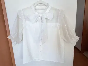 ROJITA 시스루 쉬폰 블라우스 화이트 하트