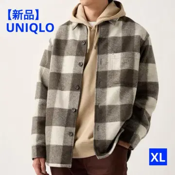 [새상품] 유니클로 오버 셔츠 자켓 남성용 체크 브라운 XL