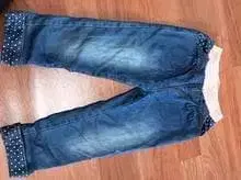 데님 블루 고양이 자수 팬츠