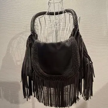 새상품급 프린지 장식 브라운 가죽 숄더백