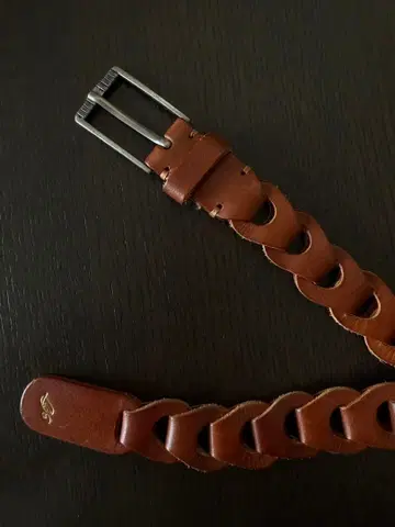 Llife 뜨개질 가죽 벨트 브라운