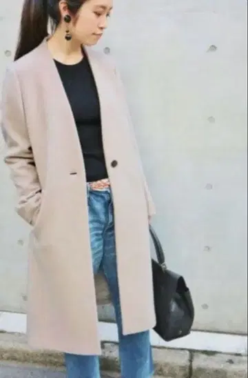 IENA V넥 디자인 노카라 코트 38