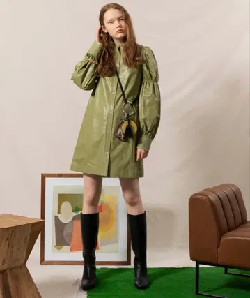 주말 한정 가격! MAISON SPECIAL 인조 가죽 원피스 아우터