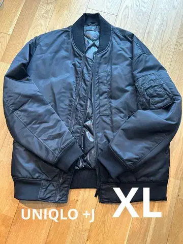 [ 새상품급 ] 유니클로 +J 블랙 하이브리드 다운 MA-1 XL