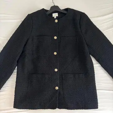 H&M 부클레 골드 버튼 노카라 자켓