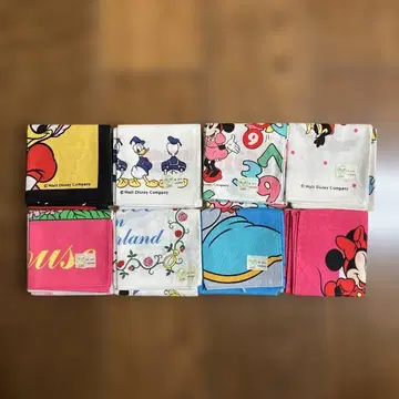 디즈니 캐릭터 레트로 손수건 8개 세트