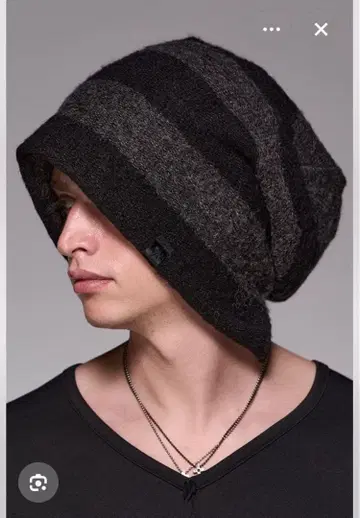 키류키류 니트캡 보더 블랙 그레이 니트 모자