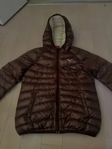 PUMA 후드 부착 다운 자켓 M 브라운