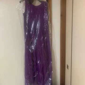 보라색 슬리브리스 롱 원피스