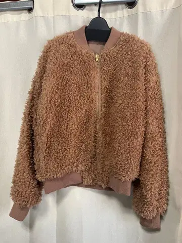 브라운 플리스 봄버 자켓