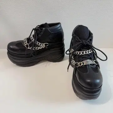 PSYNYXX 로고 플레이트 통굽 스니커즈 남녀 공용 26cm 블랙