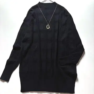 [일본제] INDIVI 인디비 체크 하이넥 니트 풀오버