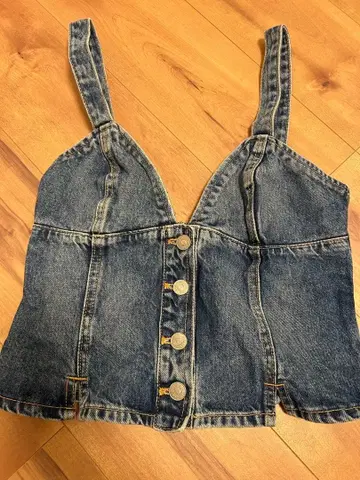 ZARA 데님 V넥 뷔스티에 타이트 핏 M