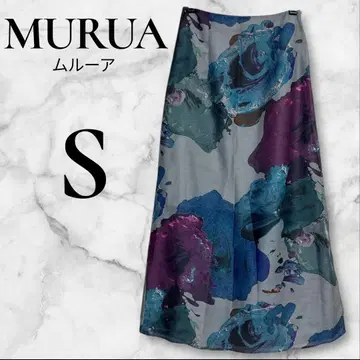 MURUA 무루아 꽃무늬 페인트 시어 롱 스커트 S 그레이