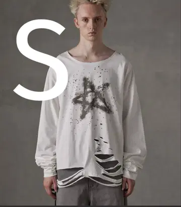 GRANCY 큐빅 그래픽 디자인 롱T 화이트 S