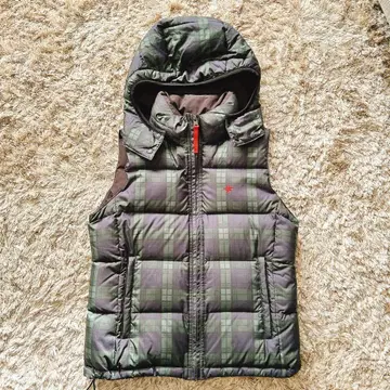 폭스파이어 그린 체크 다운 베스트 S