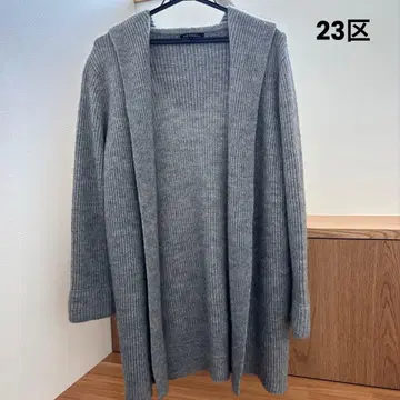 23구, 온워드, 후드 부착, 롱 가디건, 그레이, 38