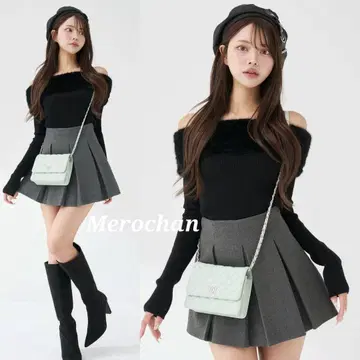 다리치 엘레강트 퍼 니트탑 BLK