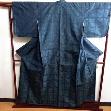다크 블루 실크  기모노