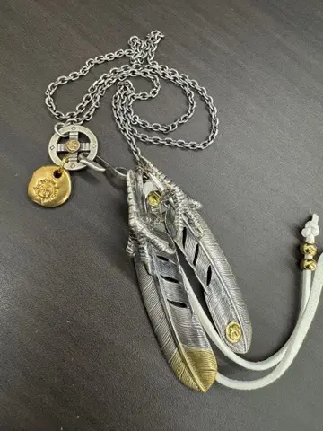 실버 925 소재 특대형 페더 2연 목걸이 체인 세트 부속